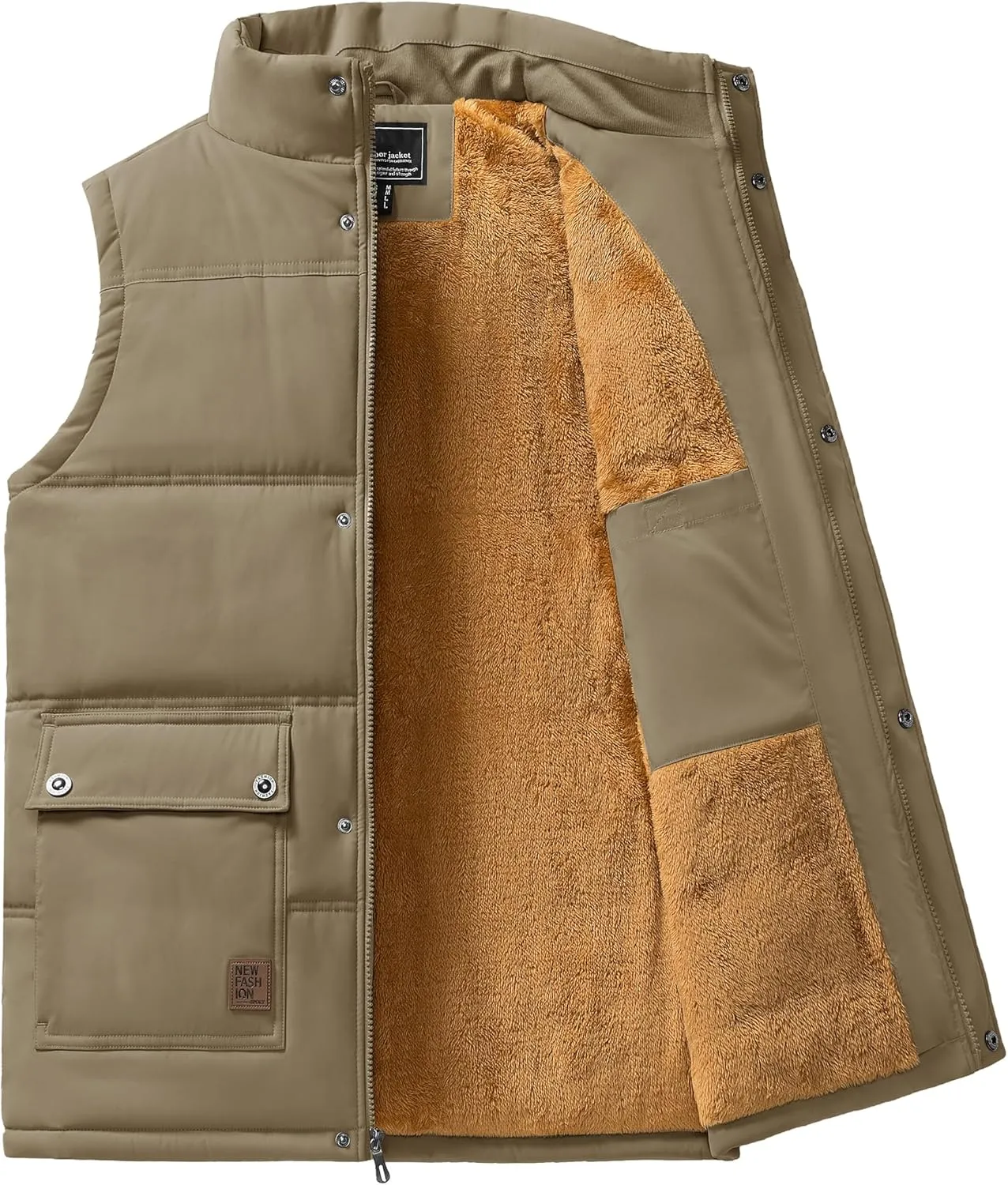 TACVASEN Men's Outdoor Vests Full Zip Up Warm Fleece Lining Sleeveless Outwear