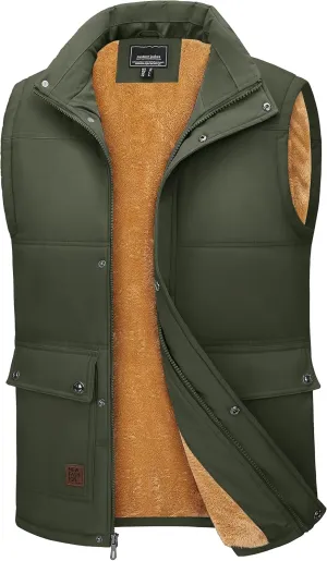 TACVASEN Men's Outdoor Vests Full Zip Up Warm Fleece Lining Sleeveless Outwear