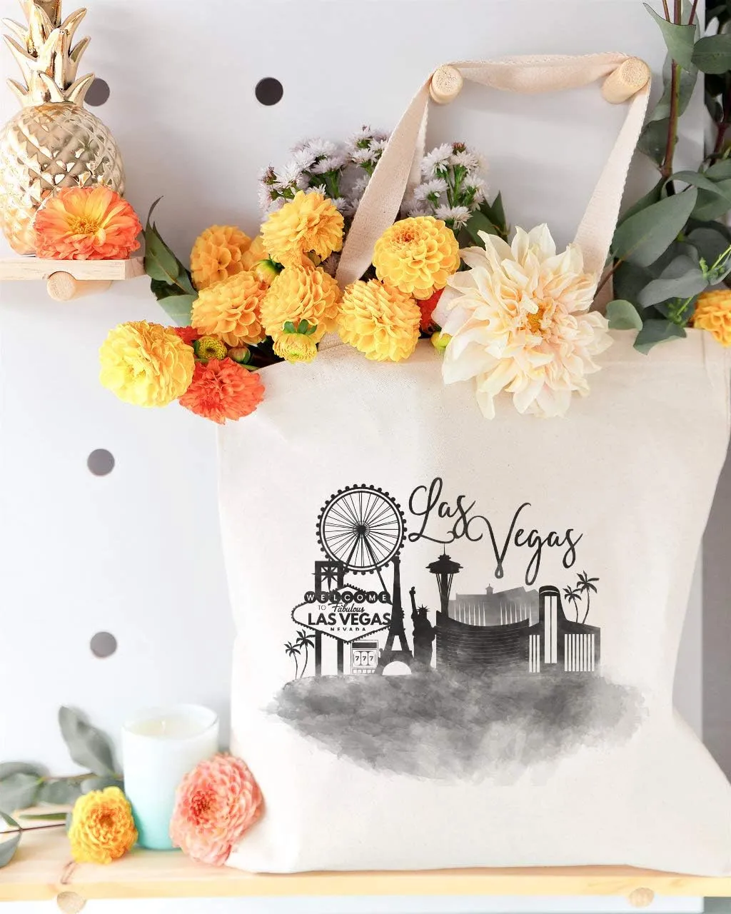 The Cotton & Canvas Co. Cityscape, Souvenir, Beach, Shopping and Travel Reusable Shoulder Tote and Handbag