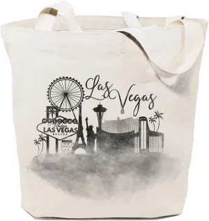 The Cotton & Canvas Co. Cityscape, Souvenir, Beach, Shopping and Travel Reusable Shoulder Tote and Handbag
