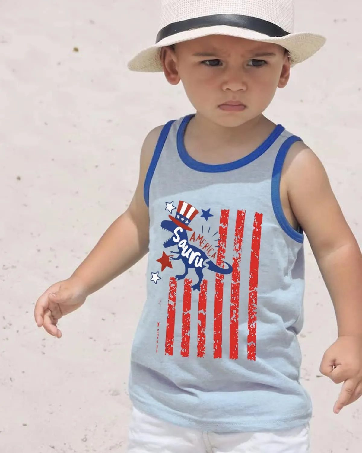 Toddler Boy Girl 4th of July Tank Cotton Kids American Flag Shirts Patriotic Outfit Independence Day Tees Top