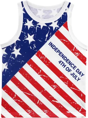 Toddler Boy Girl 4th of July Tank Cotton Kids American Flag Shirts Patriotic Outfit Independence Day Tees Top
