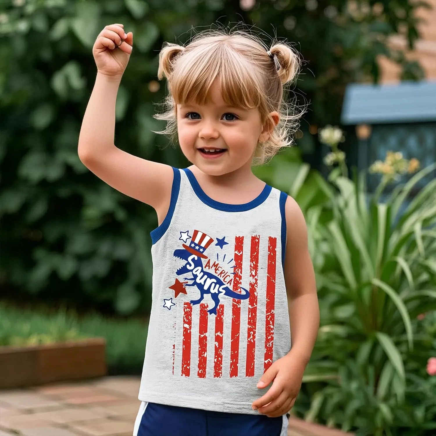 Toddler Boy Girl 4th of July Tank Cotton Kids American Flag Shirts Patriotic Outfit Independence Day Tees Top