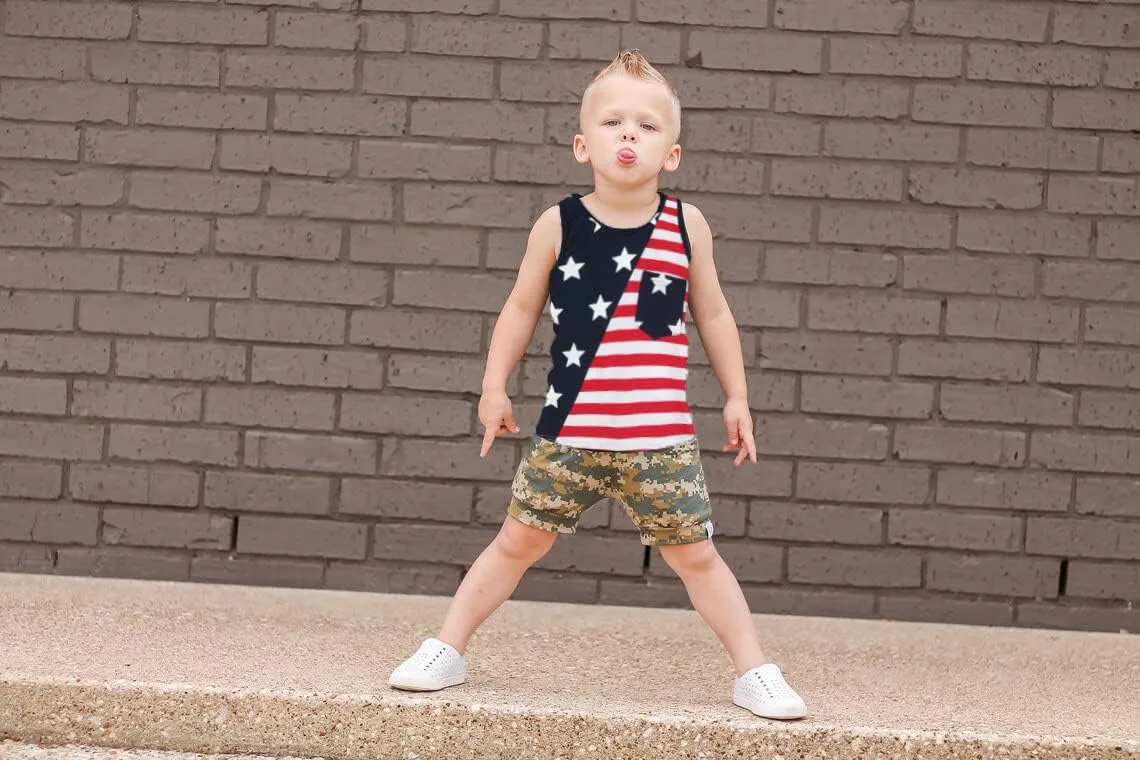 Toddler Boys' Tank Tops American Flag T-Shirt Kids 4th of July Shirts Cotton Patriotic Sleeveless Top Tees 1-7T