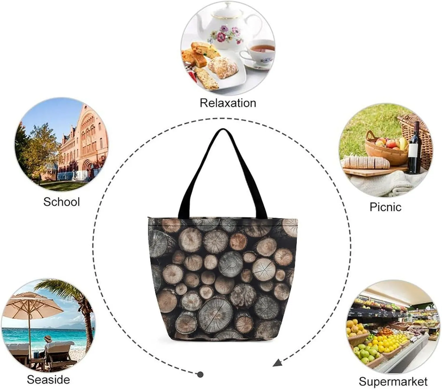 Tote Bag for Women Grocery Bag Hearts Foldable Shopping Bags Reusable Large Tote Bag