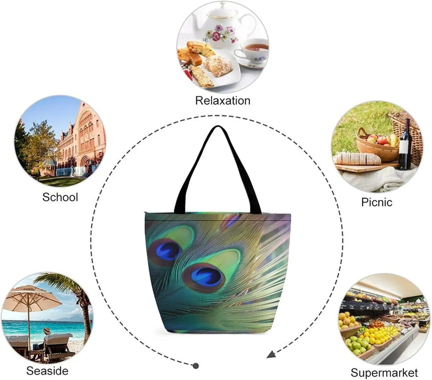 Tote Bag for Women Grocery Bag Hearts Foldable Shopping Bags Reusable Large Tote Bag