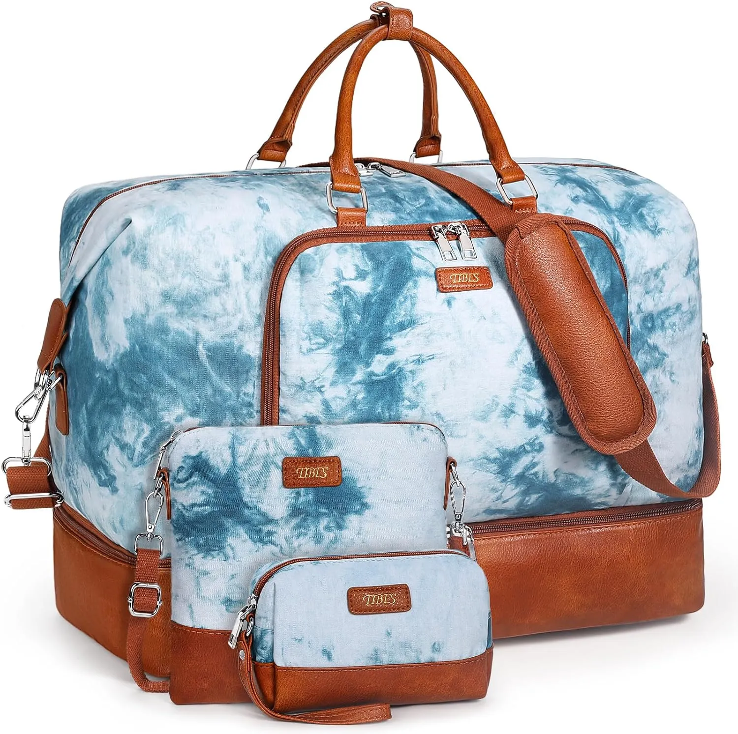 Travel Weekender Bag for Women, Overnight Bag with Shoe Compartment, Oversized Travel Duffel Bag Carry On Tote with Trolley Sleeve 21" for Weekend Travel Business Trip
