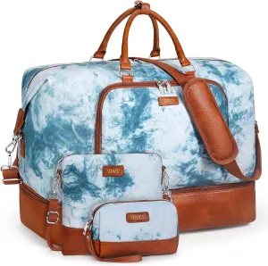 Travel Weekender Bag for Women, Overnight Bag with Shoe Compartment, Oversized Travel Duffel Bag Carry On Tote with Trolley Sleeve 21" for Weekend Travel Business Trip