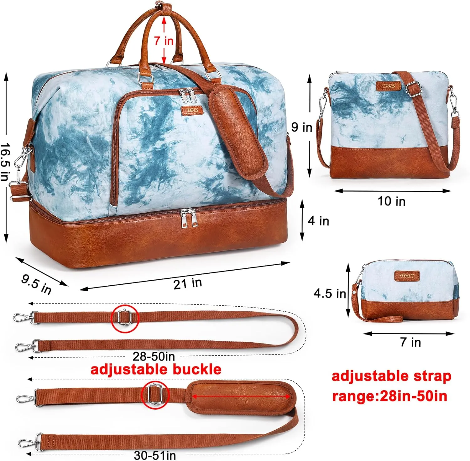 Travel Weekender Bag for Women, Overnight Bag with Shoe Compartment, Oversized Travel Duffel Bag Carry On Tote with Trolley Sleeve 21" for Weekend Travel Business Trip