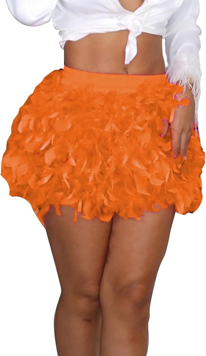 Trendy Skirts European and Women's Turkey Feather Skirt Short Skirt Half Skirt Sexy Skirt Short Suspender Dress