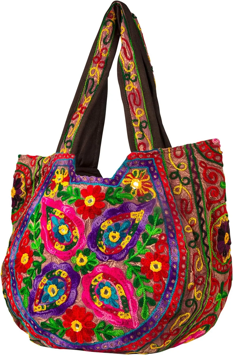 TribeAzure Brown Handmade Floral Shoulder Bag Women Fashion Handbag Tote Casual Summer Spring Top Handle