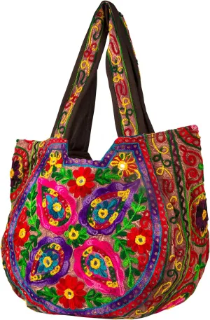 TribeAzure Brown Handmade Floral Shoulder Bag Women Fashion Handbag Tote Casual Summer Spring Top Handle
