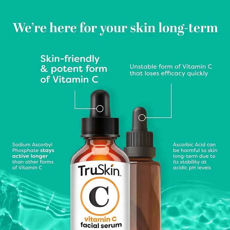 TruSkin Vitamin C Serum for Face – Anti Aging Face Serum with Vitamin C, Hyaluronic Acid, Vitamin E – Brightening Serum for Dark Spots, Even Skin Tone, Eye Area, Fine Lines & Wrinkles, 2 Fl Oz