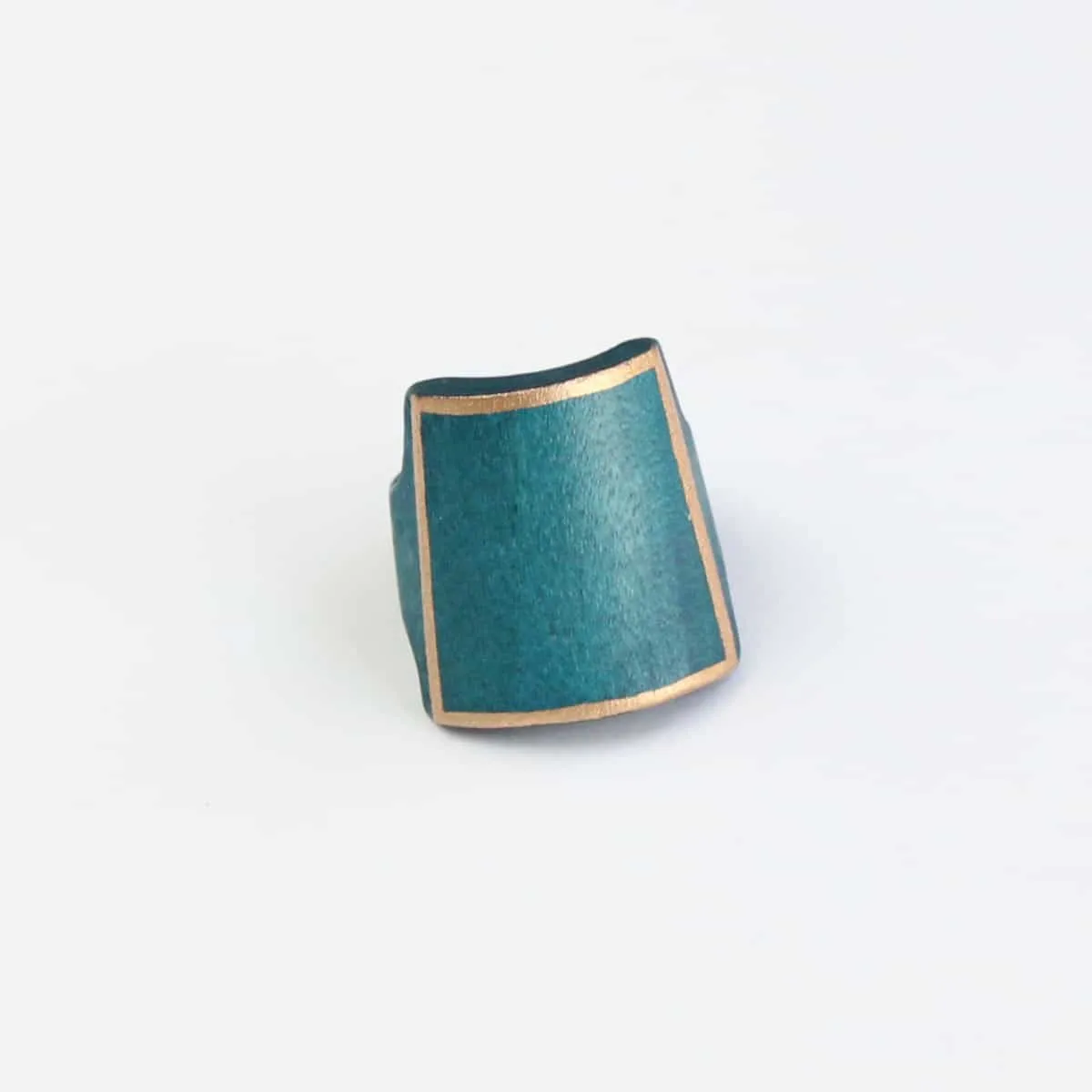 Turquoise Wooden Ring with Gold Trim