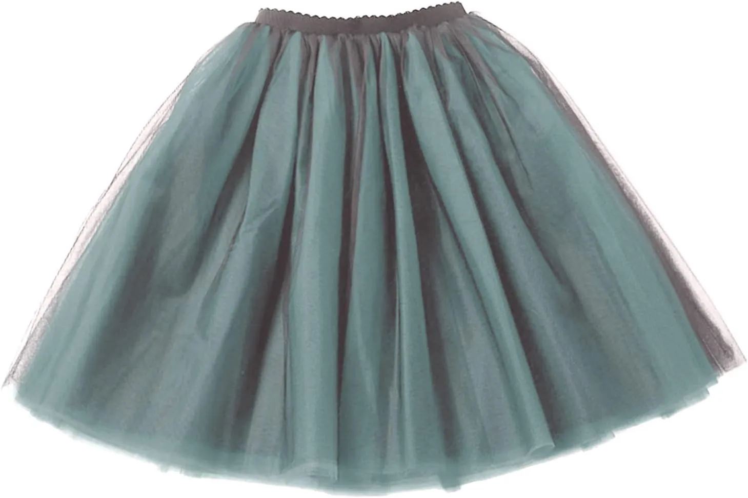 Tutu Skirt Women's Knee Length 6-Layered Wedding Party Wrap Skirt Black Tulle