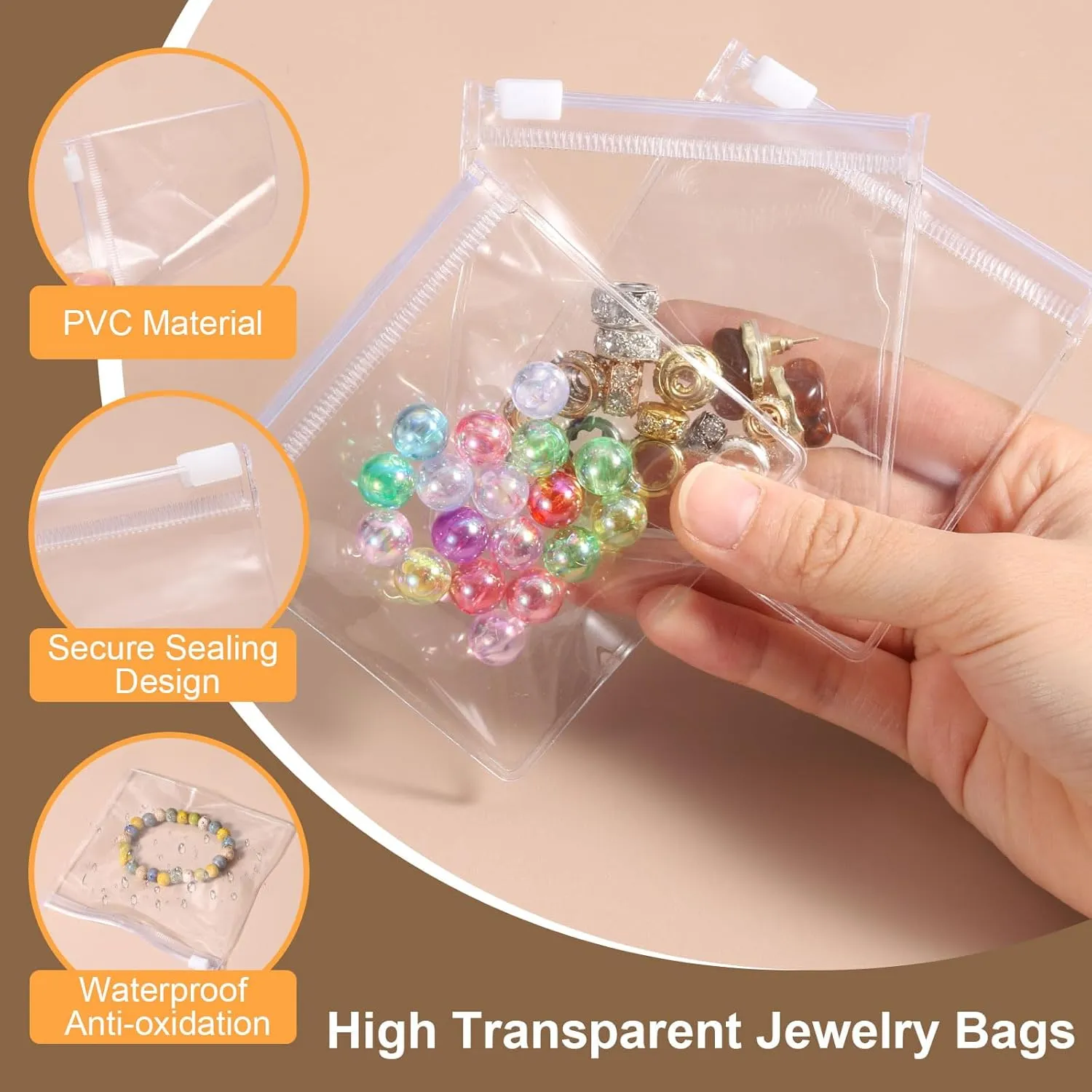 uxcell 25pcs PVC Jewelry Bags, 4.5 x 3.1 Inch Self Seal Jewelry Pouches Clear Zipper Bag Transparent Plastic Lock Bag for Necklace Ring Earring Bracelet Storage Sales Packaging