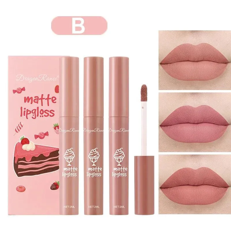 Velvet Matte Lip Trio: Colorful, Long-Lasting Lipstick Set for Women