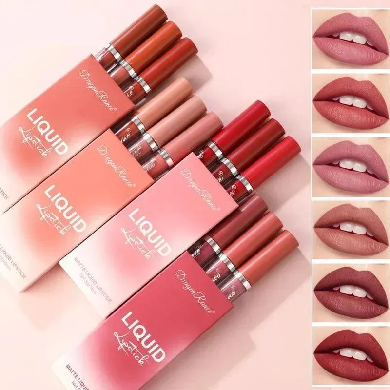 Velvet Matte Lip Trio: Colorful, Long-Lasting Lipstick Set for Women
