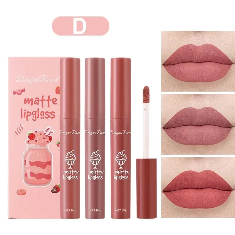 Velvet Matte Lip Trio: Colorful, Long-Lasting Lipstick Set for Women