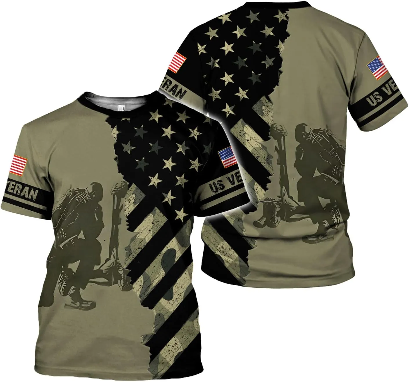 Veteran Army T-Shirt US Military Pride American Flag Vintage Jersey, Army Shirts for Men Memorial Day Idea