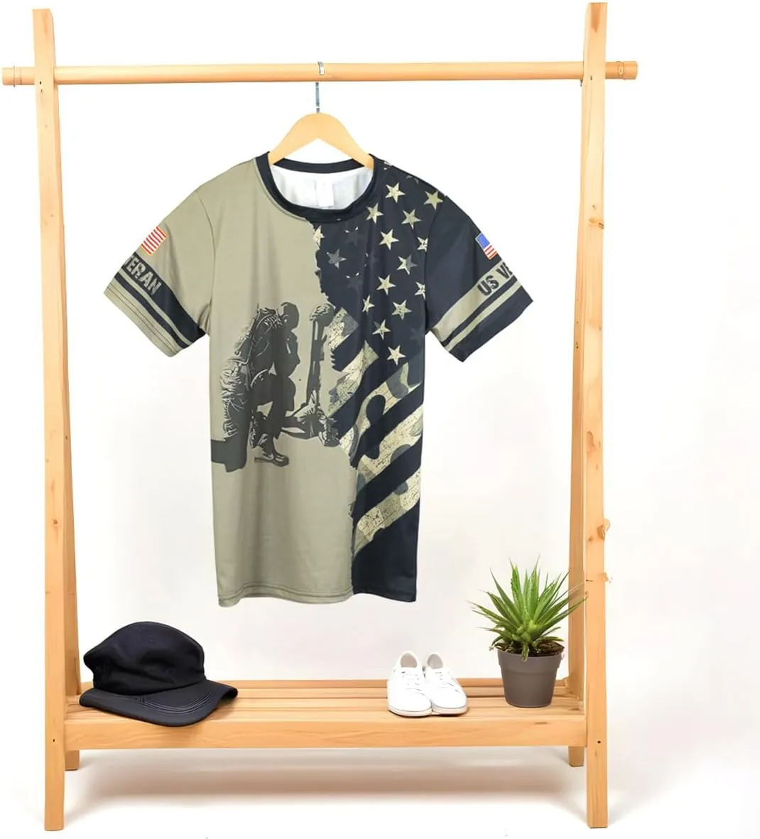 Veteran Army T-Shirt US Military Pride American Flag Vintage Jersey, Army Shirts for Men Memorial Day Idea