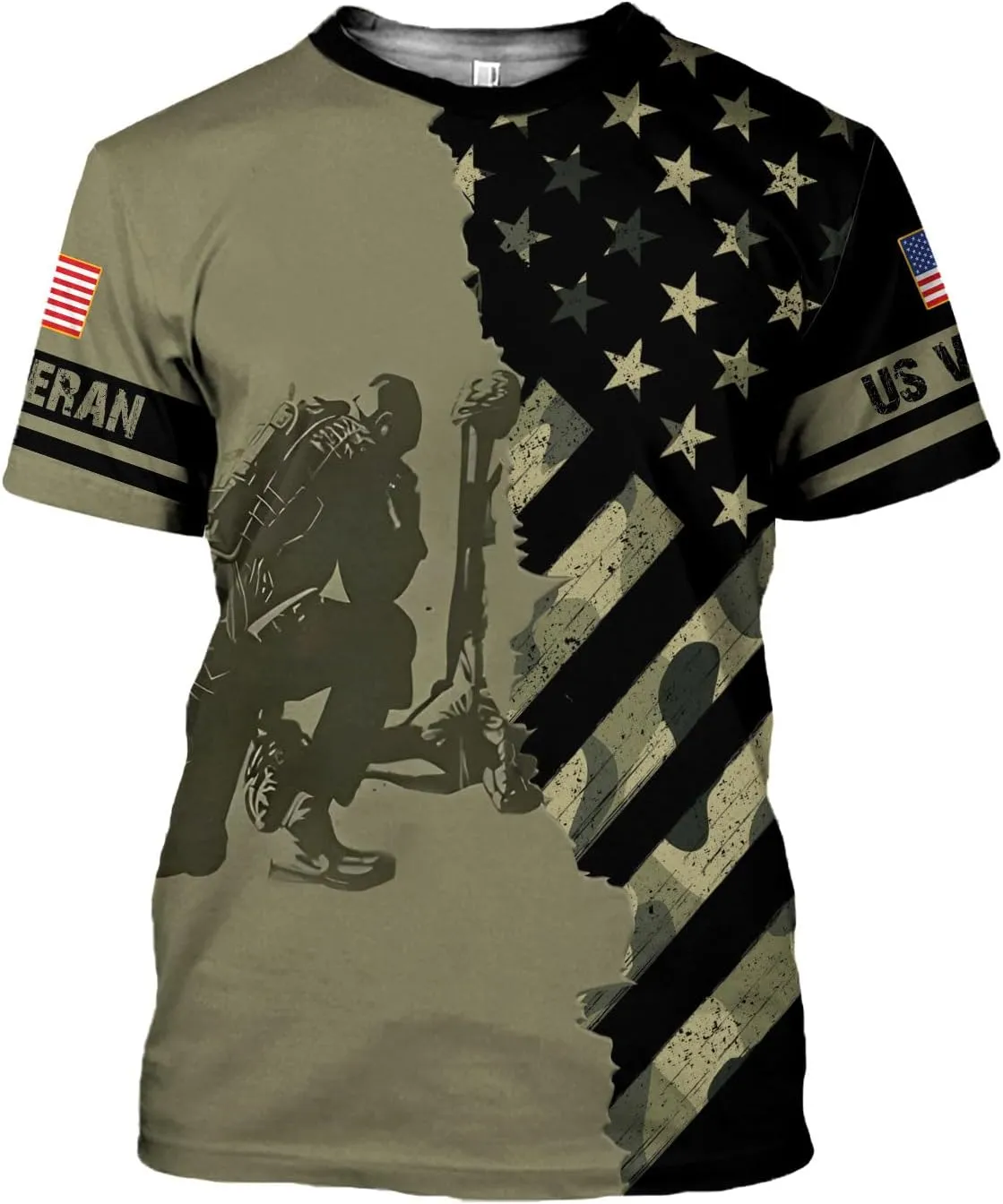Veteran Army T-Shirt US Military Pride American Flag Vintage Jersey, Army Shirts for Men Memorial Day Idea
