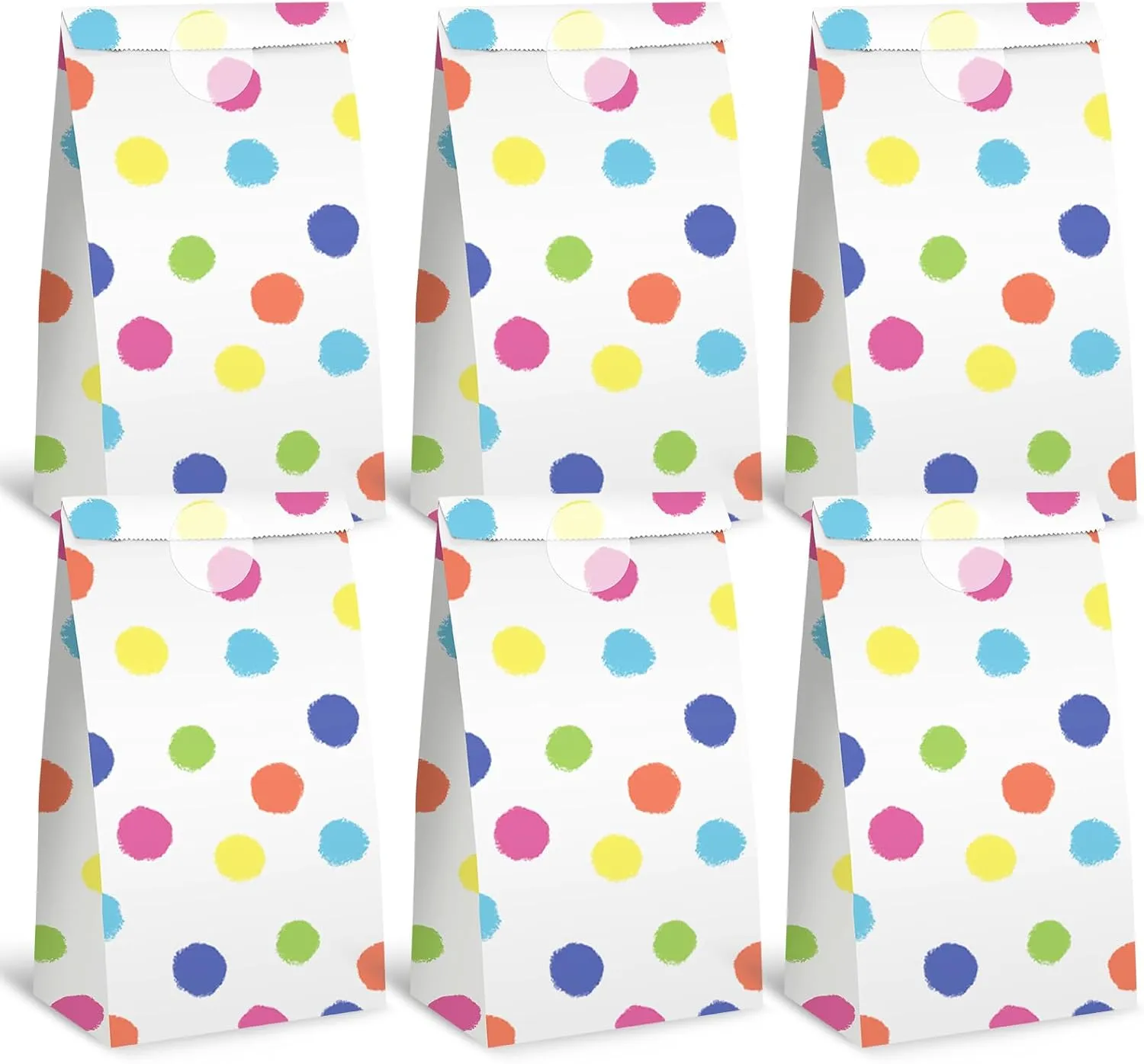VGOODALL 24 Pack Party Favor Bags with Stickers, 4.7" x 3.1" x 8.7" Bulk Goodie Treat Gift Bags for Weddings Baby Showers Birthdays Craft Supplies (Polka Dot)