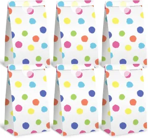 VGOODALL 24 Pack Party Favor Bags with Stickers, 4.7" x 3.1" x 8.7" Bulk Goodie Treat Gift Bags for Weddings Baby Showers Birthdays Craft Supplies (Polka Dot)
