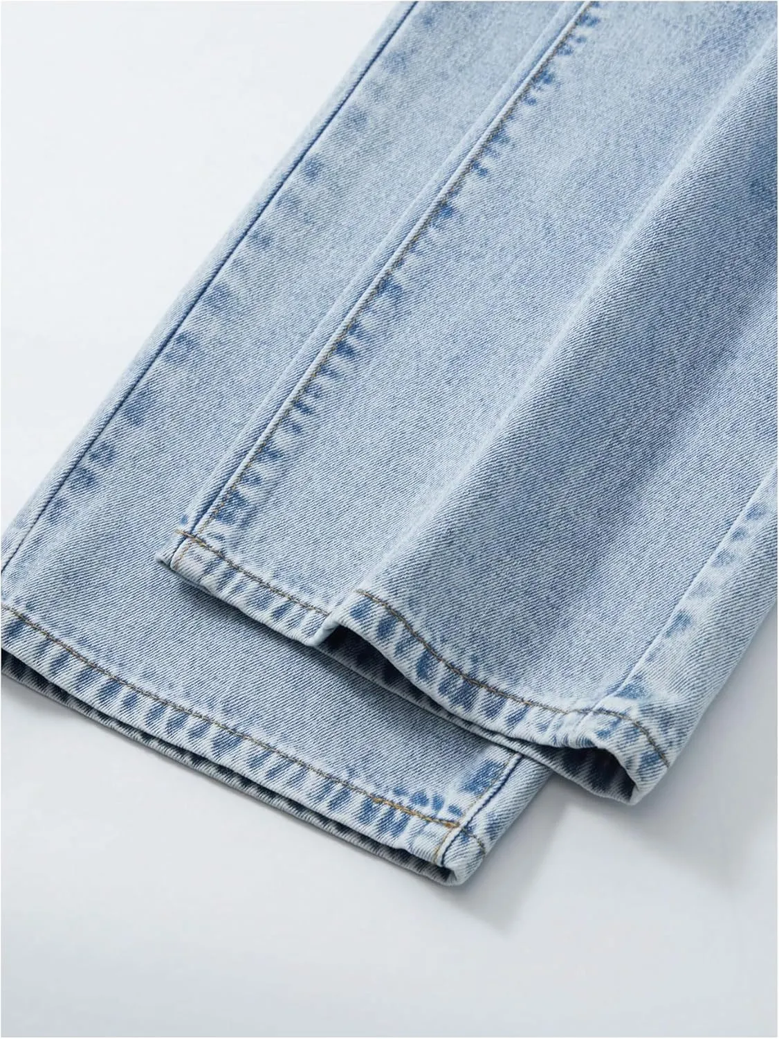 WDIRARA Girl's High Waisted Button Wide Leg Jeans Casual Long Denim Pants with Pocket