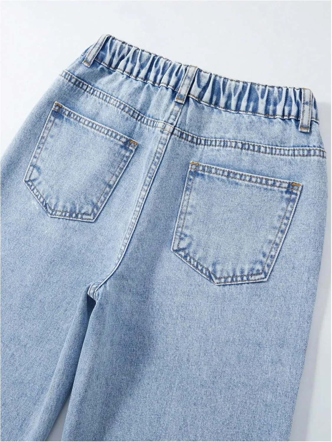 WDIRARA Girl's High Waisted Button Wide Leg Jeans Casual Long Denim Pants with Pocket