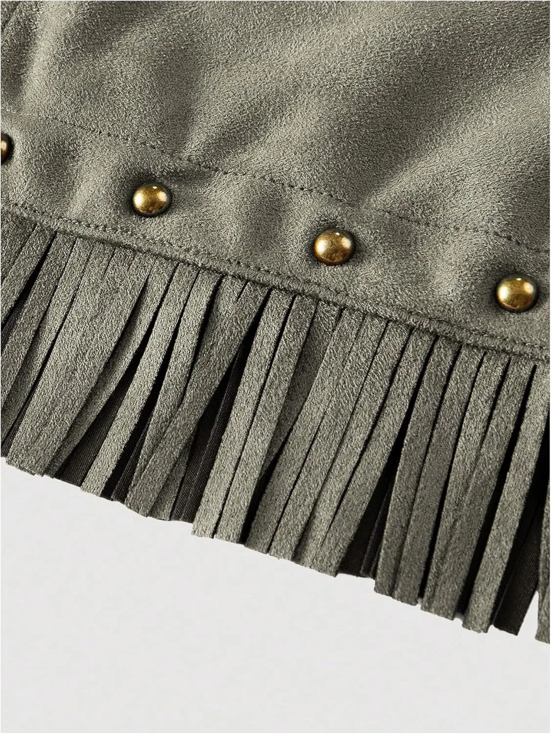 WDIRARA Women's Faux Suede Fringe Skirt High Waisted Tassel Western Mini Skirts