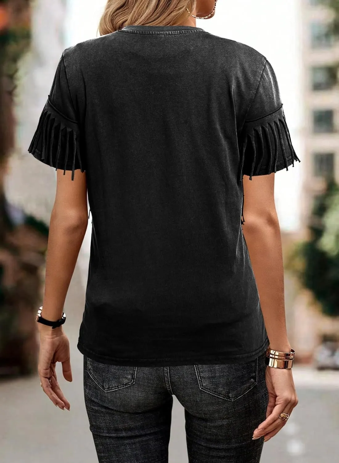 Western Vintage Shirt Cowgirl Outfit: Women Fringe Graphic Tees Rodeo Short Sleeve Tshirt Summer Vacation V Neck Tops