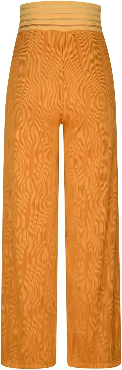 Wide Leg Pants for Women High Waist Bow Tie Casual Trousers Loose Fit Straight Barrel Pants Fall Vacation Trousers