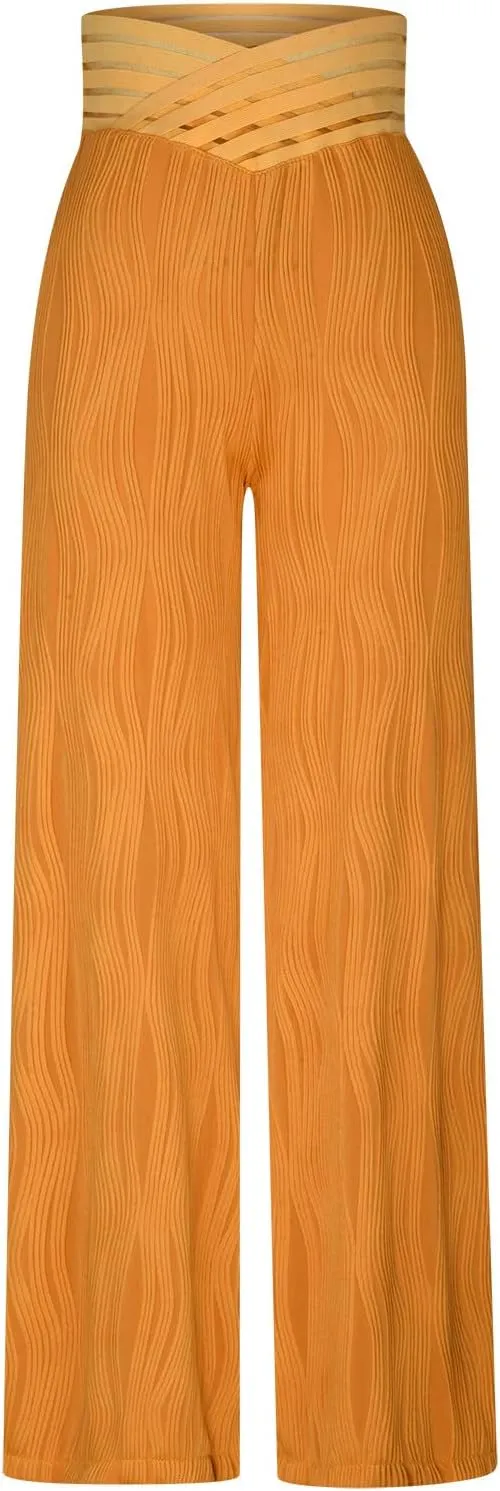 Wide Leg Pants for Women High Waist Bow Tie Casual Trousers Loose Fit Straight Barrel Pants Fall Vacation Trousers