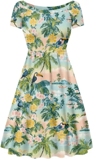 Women 2024 Casual Summer Dresses Spring Short Sleeve Casual Loose Swing Beach Sundress
