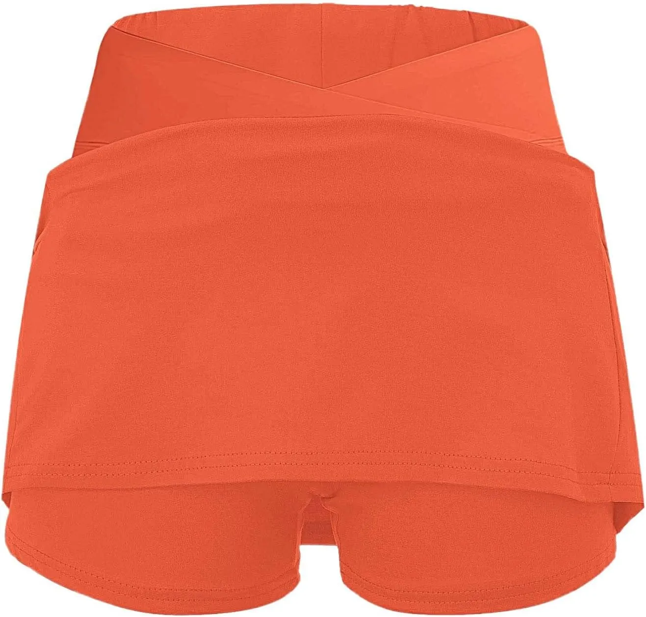 Women Athletic Tennis Skorts with Pockets 2 in 1 Golf Skirt Crossover High Waisted Sports Skorts Built-in Shorts