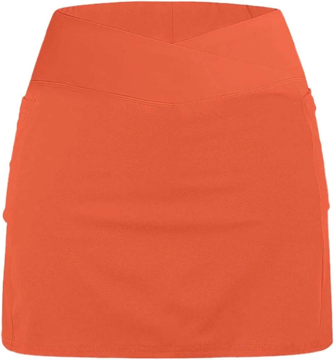 Women Athletic Tennis Skorts with Pockets 2 in 1 Golf Skirt Crossover High Waisted Sports Skorts Built-in Shorts