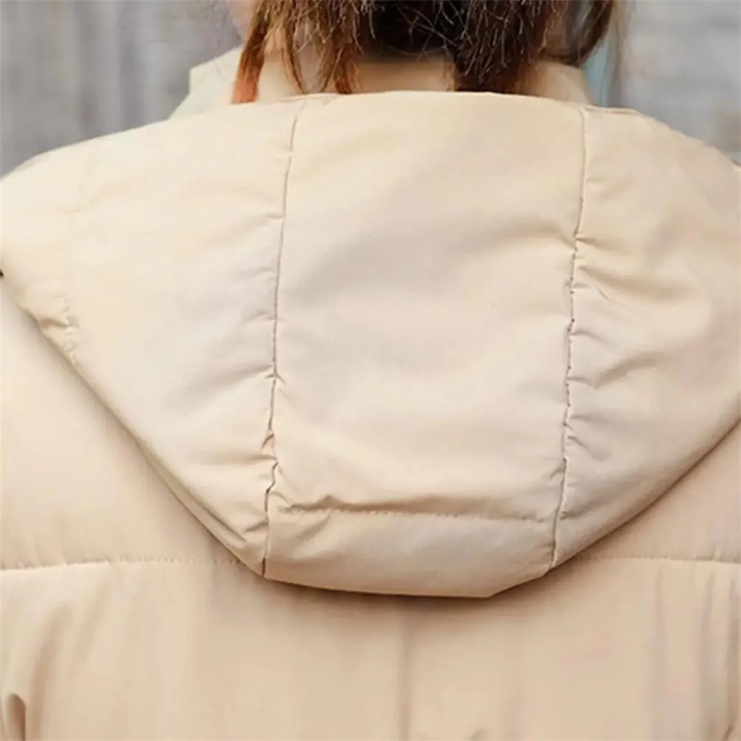 Women Autumn Winter Cotton Padded Vest Coat Long Down Waistcoat Windproof Hooded Warm Snow Outwear
