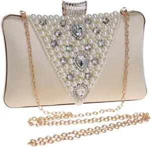 Women Handmade Beaded Evening Bags Pearl Clutch Bags For Party Banquet Tote