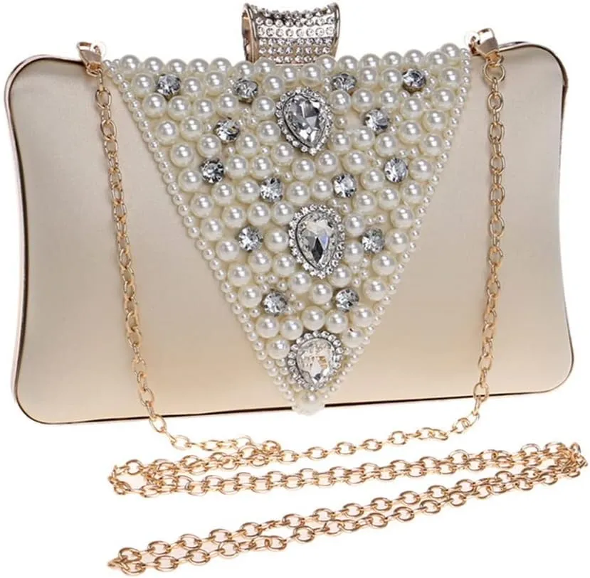 Women Handmade Beaded Evening Bags Pearl Clutch Bags For Party Banquet Tote