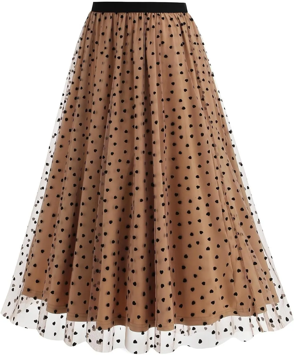 Women High Elastic Waist Pleated Solid Color Skirt Midi Swing A-line Skirts Midi Lace Tulle Tutu Cute Pleated Skirt