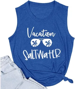 Women No One Likes A Shady Beach Tank Tops Summer Tees Funny Graphic Loose Sleeveless Novelty Holiday Shirt