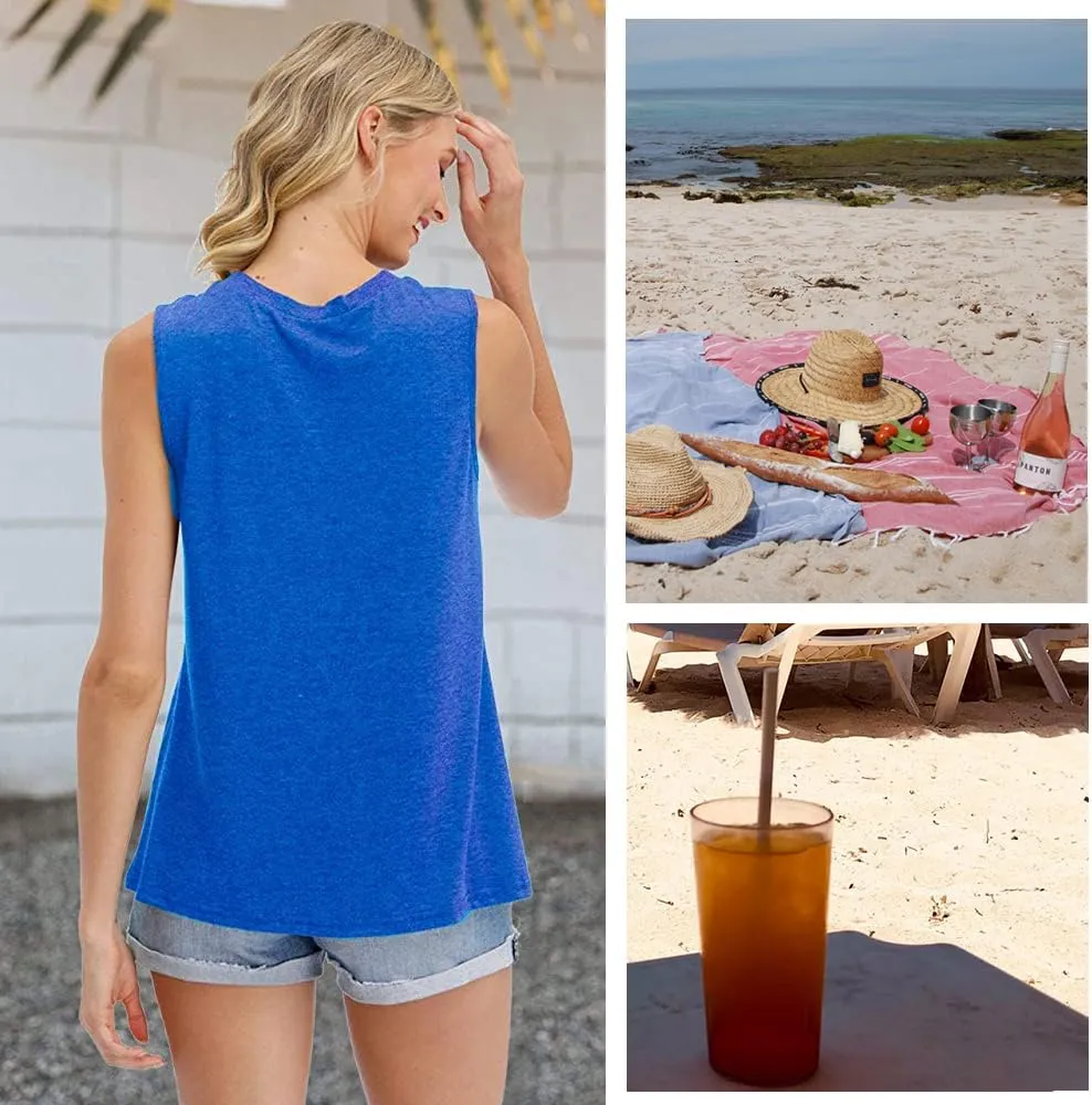 Women No One Likes A Shady Beach Tank Tops Summer Tees Funny Graphic Loose Sleeveless Novelty Holiday Shirt