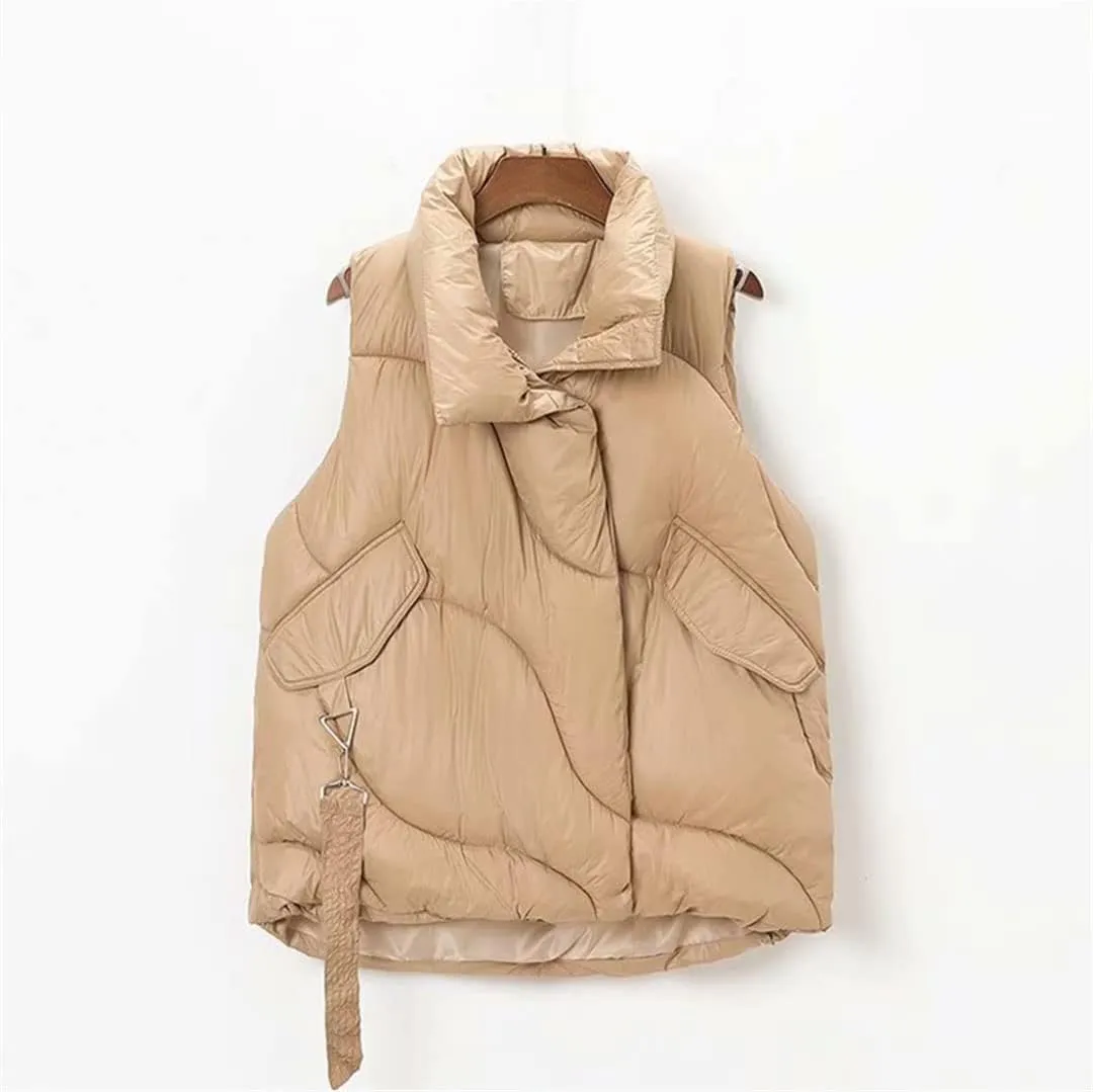 Women Puffer Vest Thicken Loose Warm Cotton Padded Waistcoat Winter Sleeveless Jacket Vests