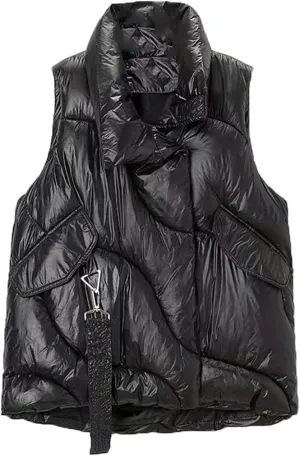 Women Puffer Vest Thicken Loose Warm Cotton Padded Waistcoat Winter Sleeveless Jacket Vests