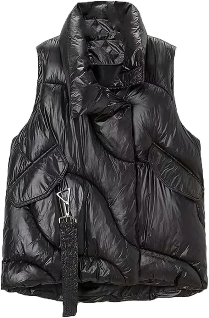Women Puffer Vest Thicken Loose Warm Cotton Padded Waistcoat Winter Sleeveless Jacket Vests