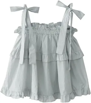 Women Sexy Camis Solid Sweet Loose Camisole Pleated Vests Tops