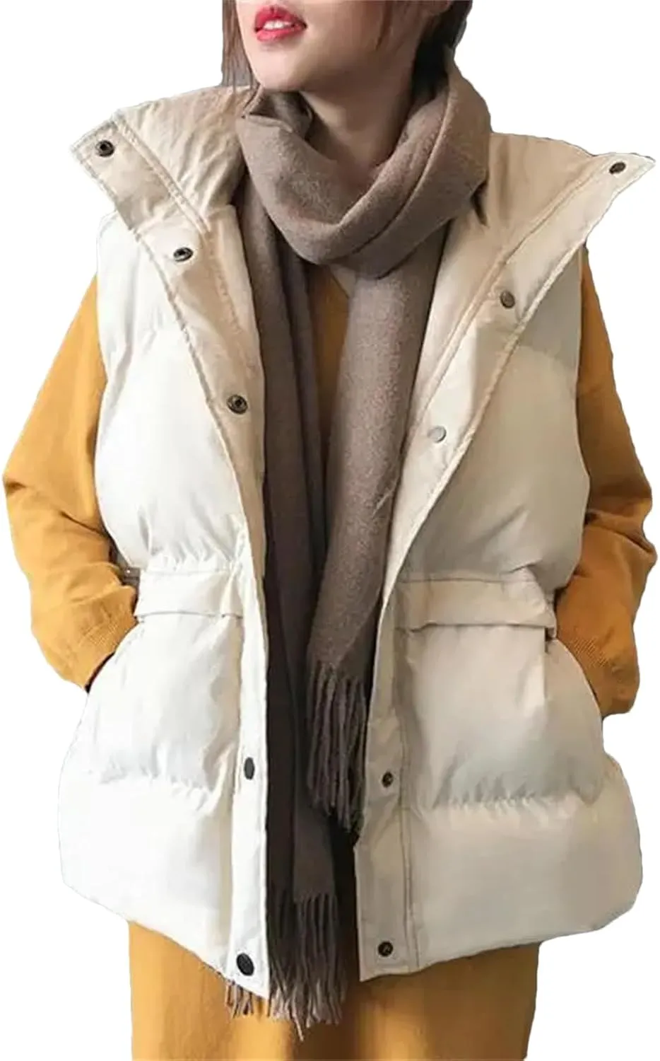 Women Sleeveless Vest Winter Warm Down Cotton Padded Jacket Mandarin Collar Sleeveless Waistcoat