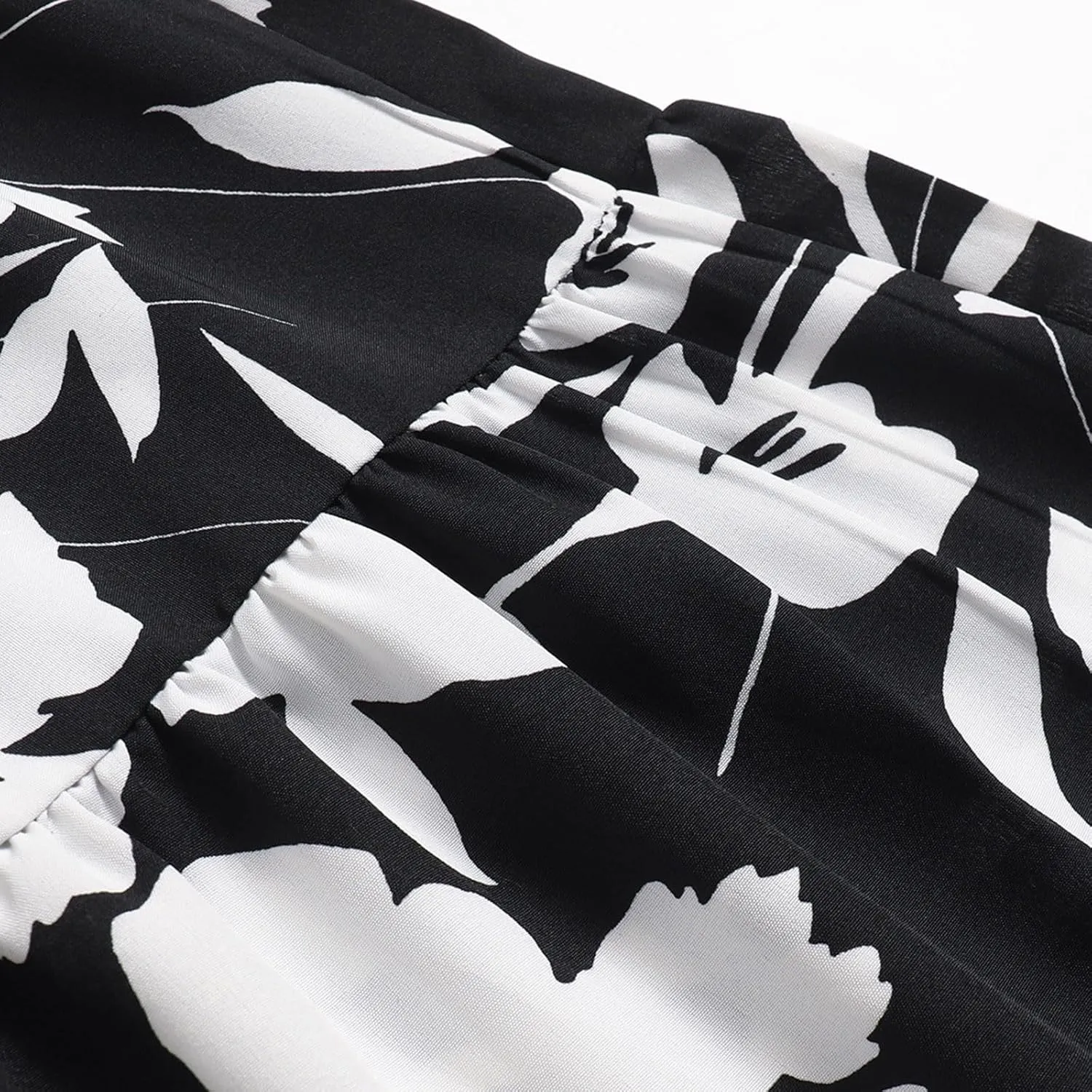 Women's 2025 Spring High Waist Floral Pleated A Line Boho Beach Casual Swing Long Skirts, S-XL