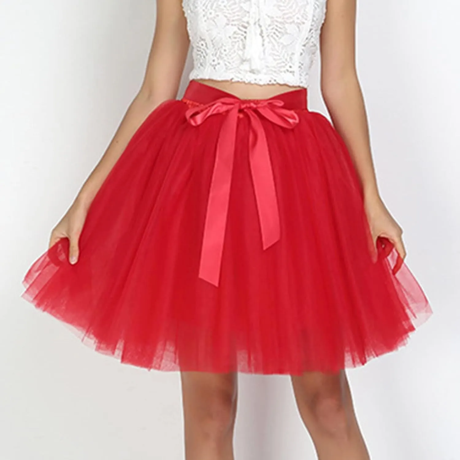 Women's A-Line High Waisted Midi Skirt Skirts for Women Trendy Lady's Princess Tutu Skirt Tulle Midi Knee Jean